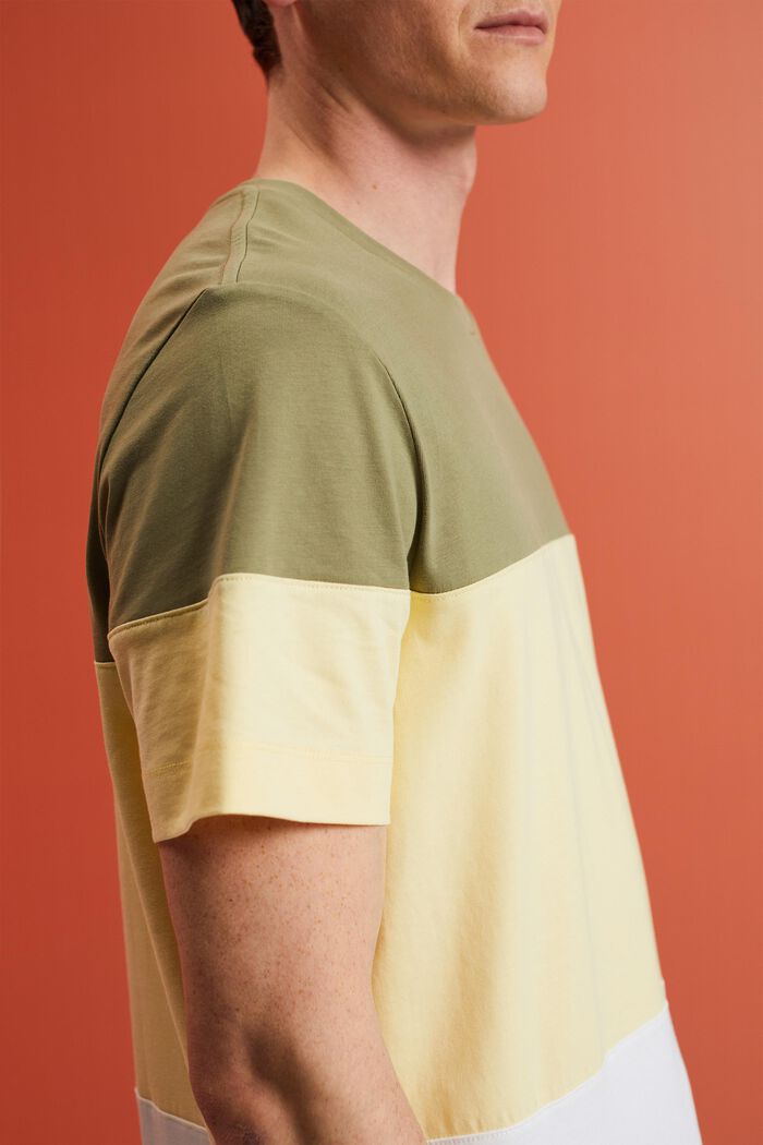 T-shirt color block, 100 % coton, LIGHT KHAKI, detail image number 2