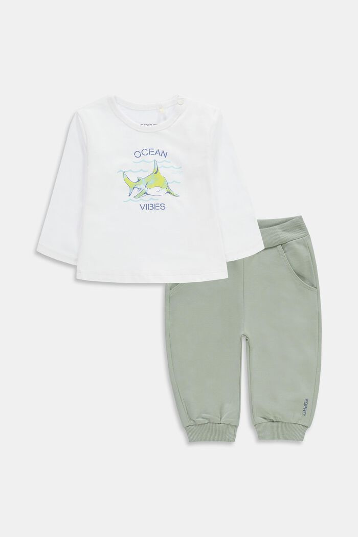 Ensemble : t-shirt à manches longues et pantalon de jogging, WHITE, detail image number 0