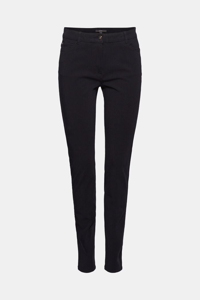 Pantalon bi-stretch à teneur en coton bio, BLACK, detail image number 0
