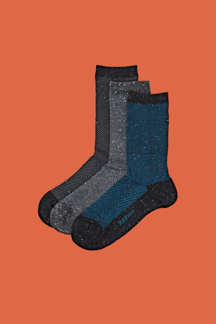 Lot de 3 paires de chaussettes à chevrons, DARK GREY/DARK BLUE, detail image number 0