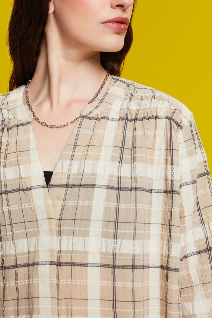 Haut façon blouse texturé, 100 % coton, SAND, detail image number 2