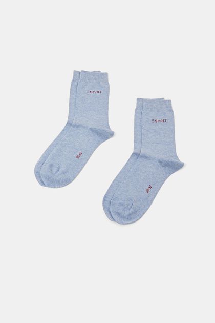 Lot de 2 paires de chaussettes ornées d’un logo en maille, coton biologique