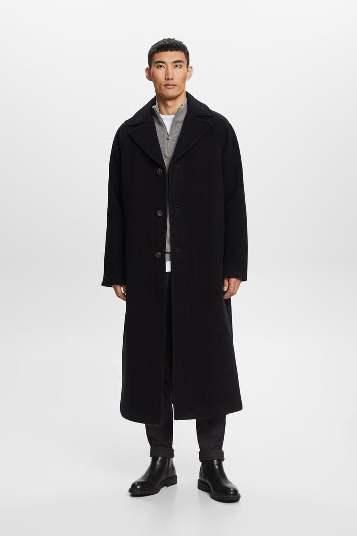 Manteau en laine mélangée, BLACK, detail image number 4