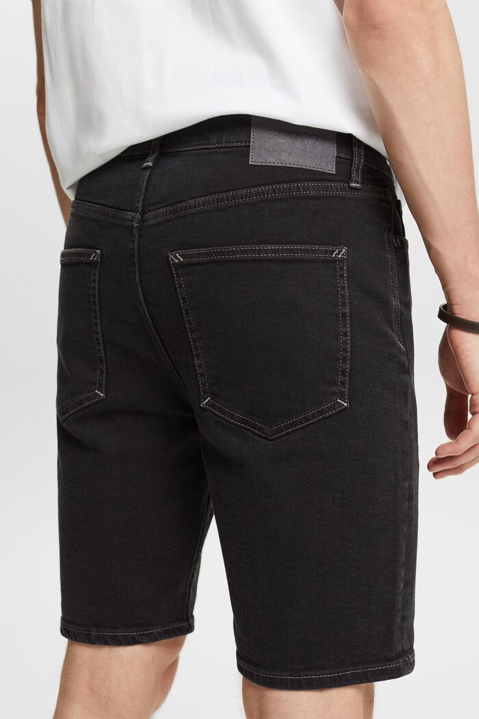 Short en jean droit à taille mi-haute, BLACK DARK WASHED, detail image number 3