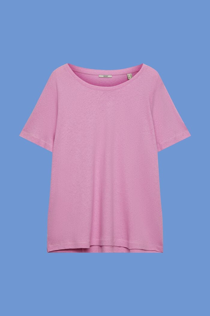 T-shirt CURVY en mélange de coton et de lin, LILAC, detail image number 6