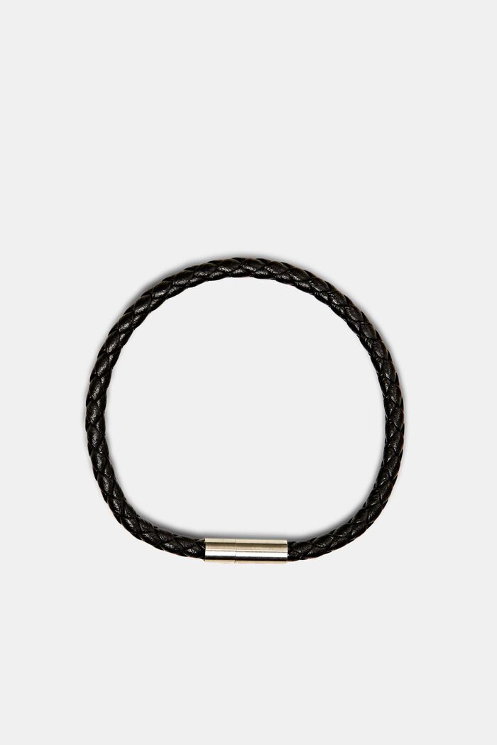 Bracelet d’aspect cuir tressé à fermoir, SILVER, detail image number 0