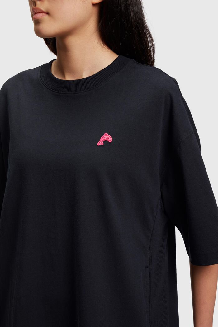 Robe t-shirt ornée d´un patch dauphin, BLACK, detail image number 2