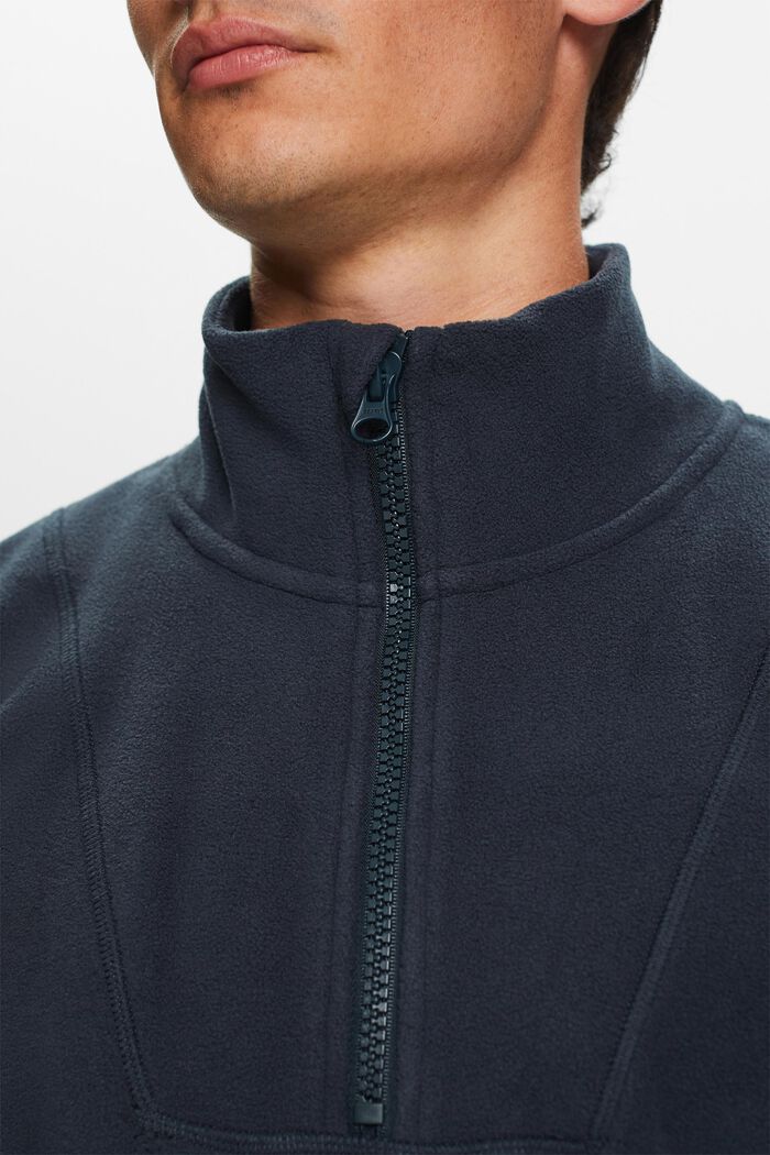 Sweat-shirt en molleton à zip court, PETROL BLUE, detail image number 1