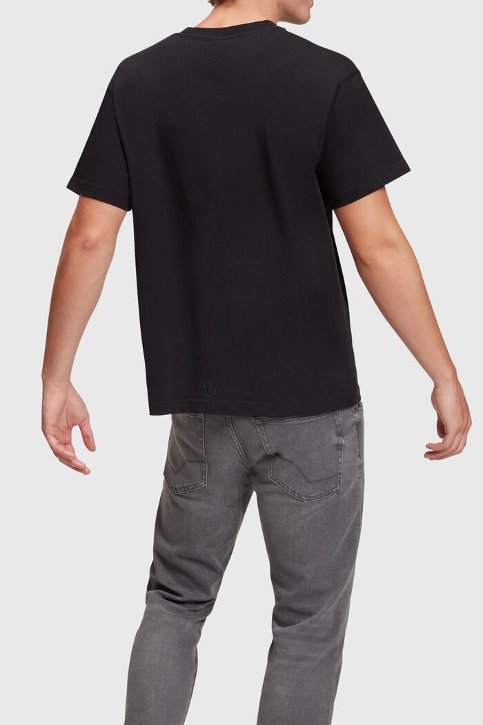 T-shirt à imprimé sur la poitrine AMBIGRAM, BLACK, detail image number 3