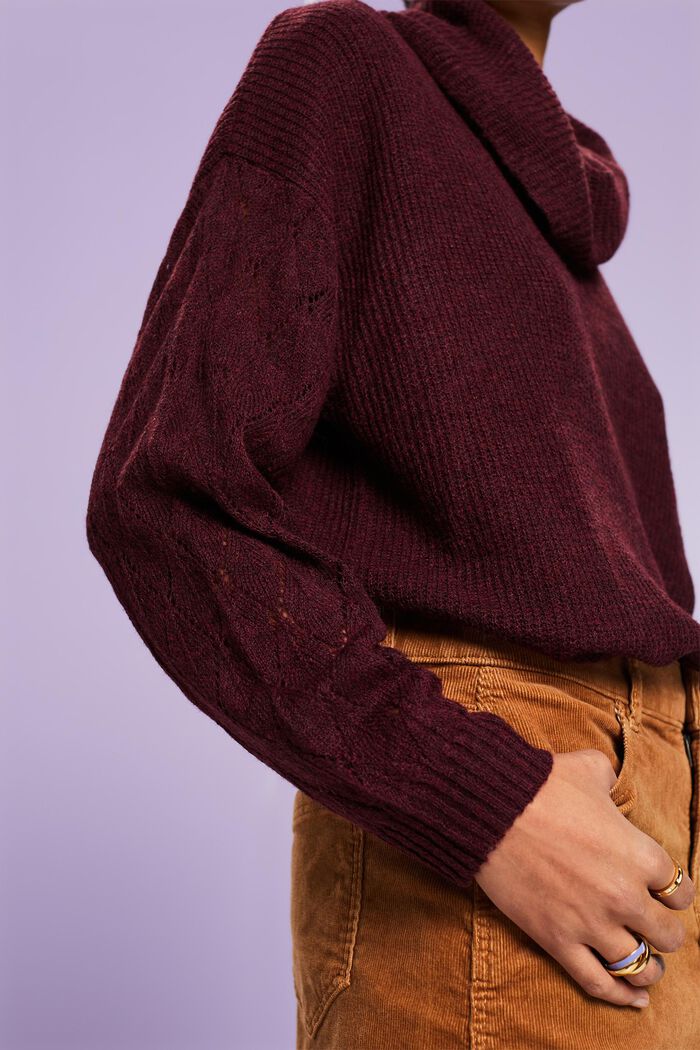 Pull-over à col bénitier, BORDEAUX RED, detail image number 2