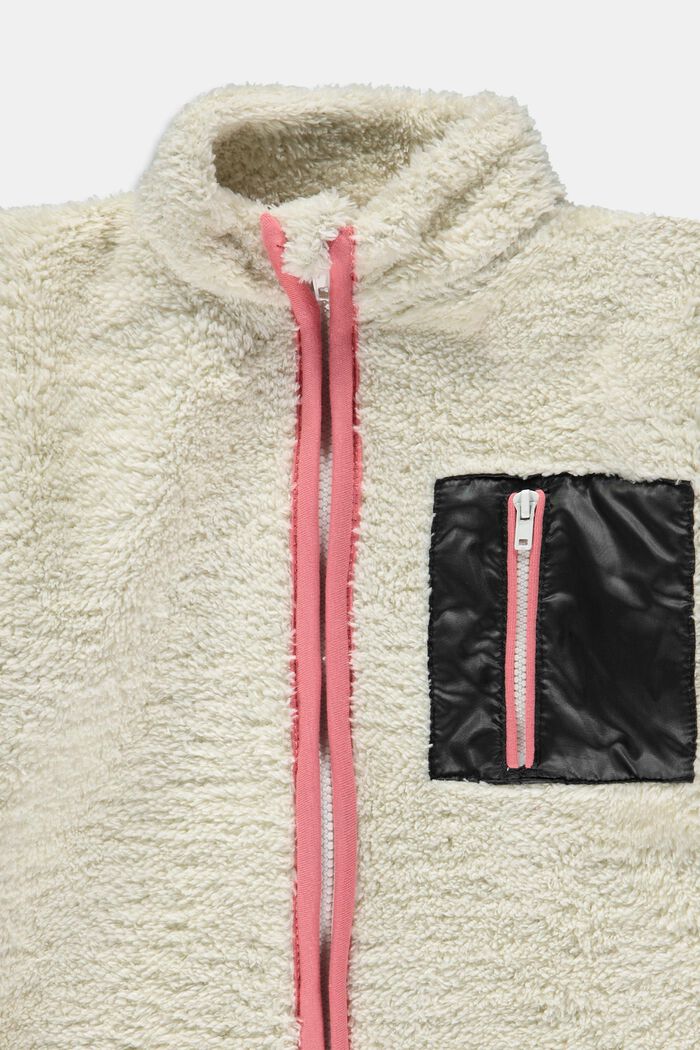 Cardigan zippé en fourrure synthétique doté d’une poche-poitrine, DUSTY NUDE, detail image number 2