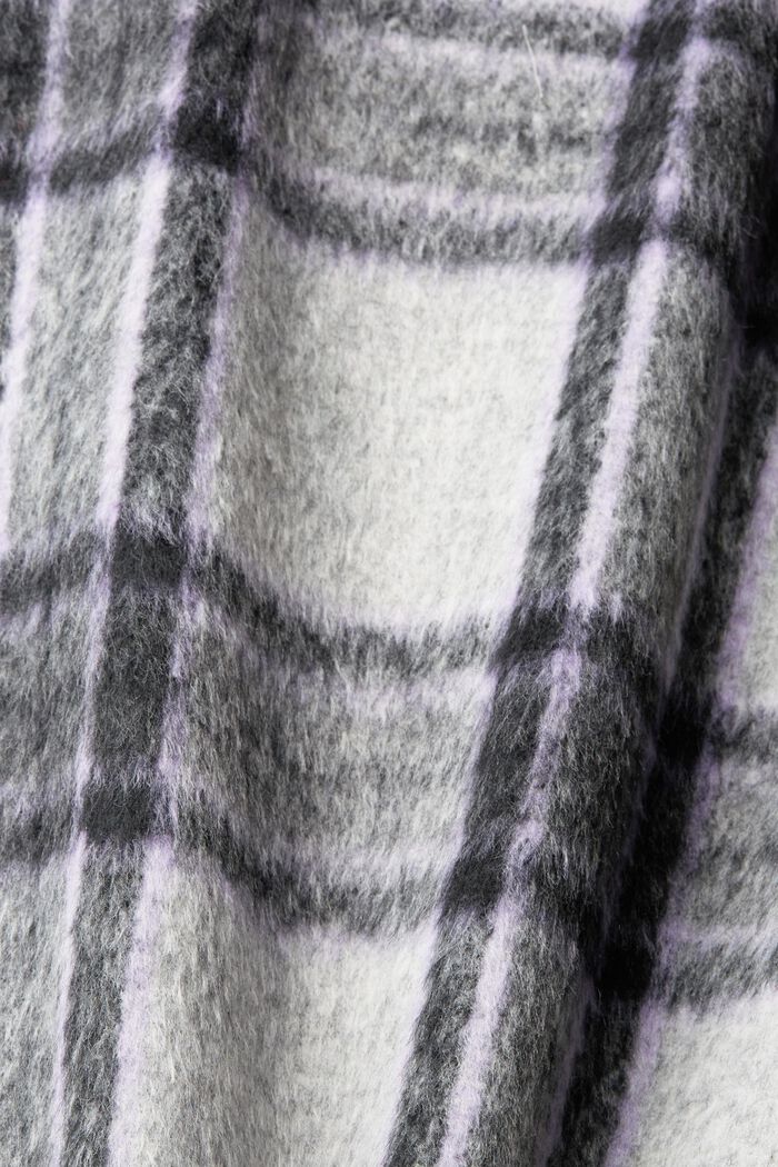 Veste à carreaux duveteuse, laine mélangée, ANTHRACITE, detail image number 5