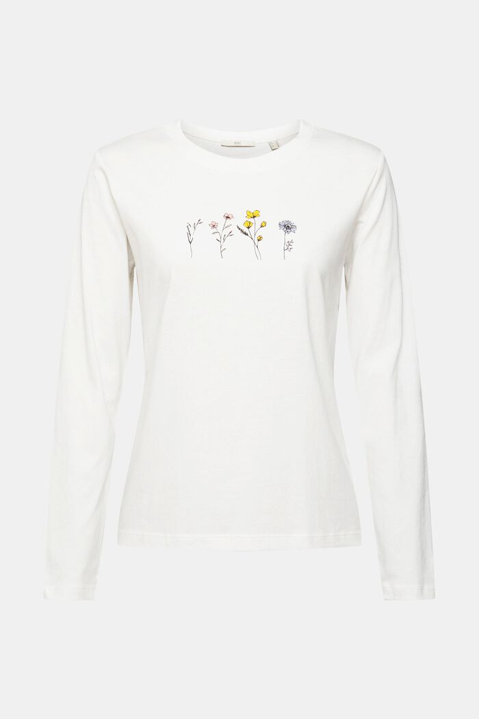 T-shirt à manches longues et imprimé, 100 % coton, OFF WHITE, detail image number 5