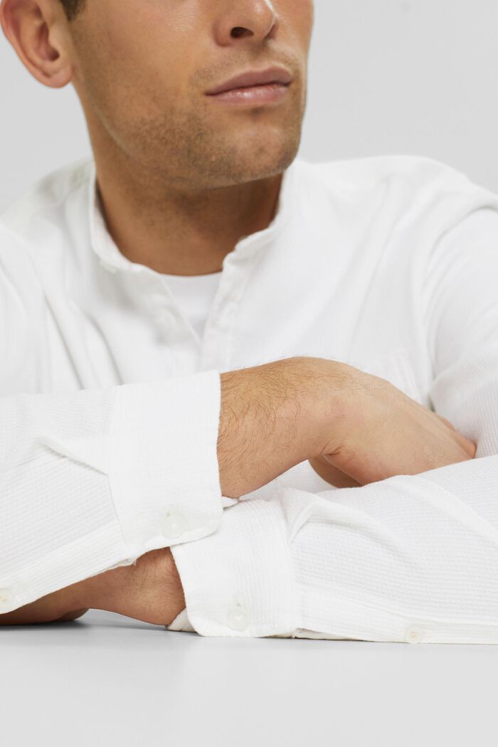 Chemise en coton à col droit, WHITE, detail image number 5