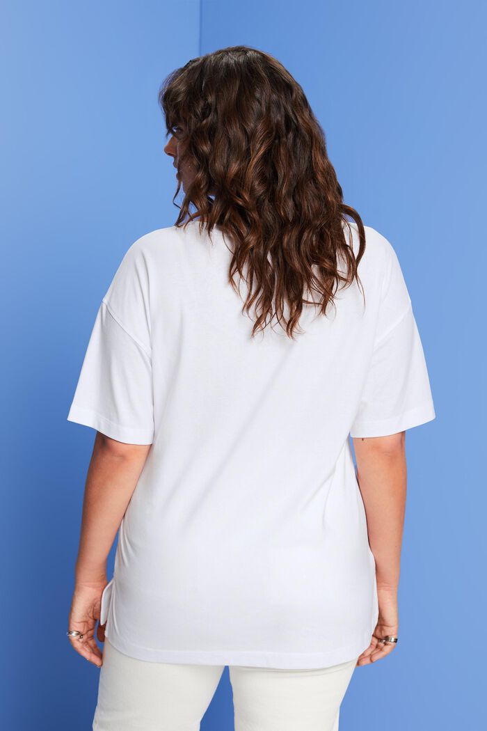 T-shirt CURVY à encolure en V, TENCEL™, WHITE, detail image number 3