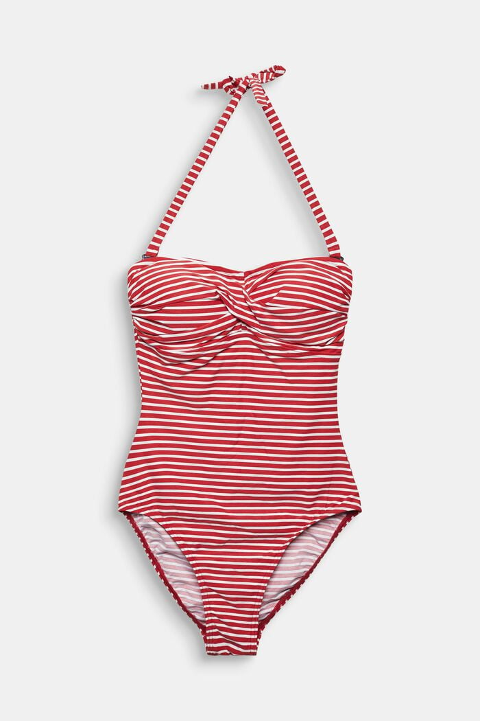 En matière recyclée : maillot de bain à bretelles amovibles, RED, detail image number 0
