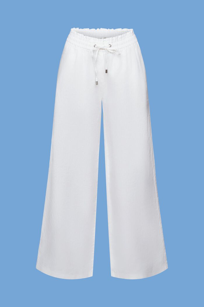 Pantalon large en lin, OFF WHITE, detail image number 7