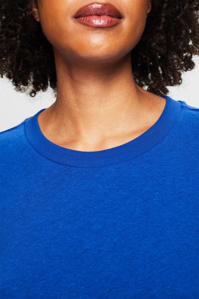 T-shirt en mélange de coton et de lin, BRIGHT BLUE, detail image number 3