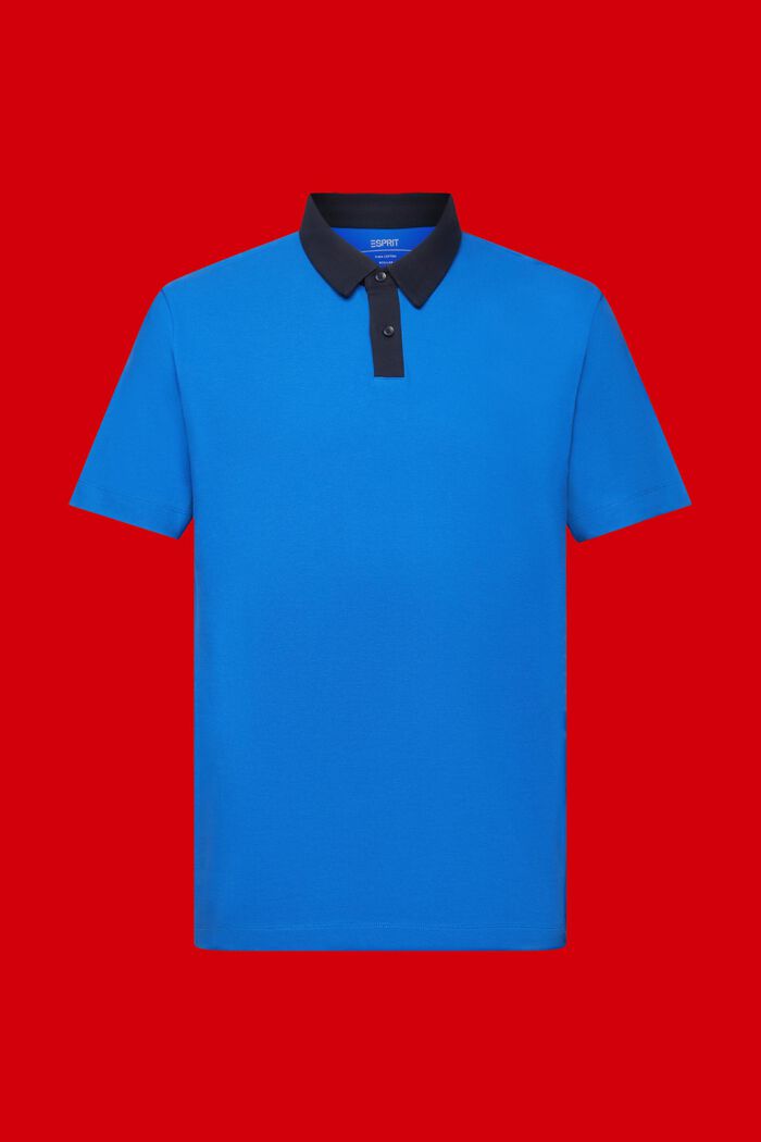Polo en maille piquée de coton, BRIGHT BLUE, detail image number 5