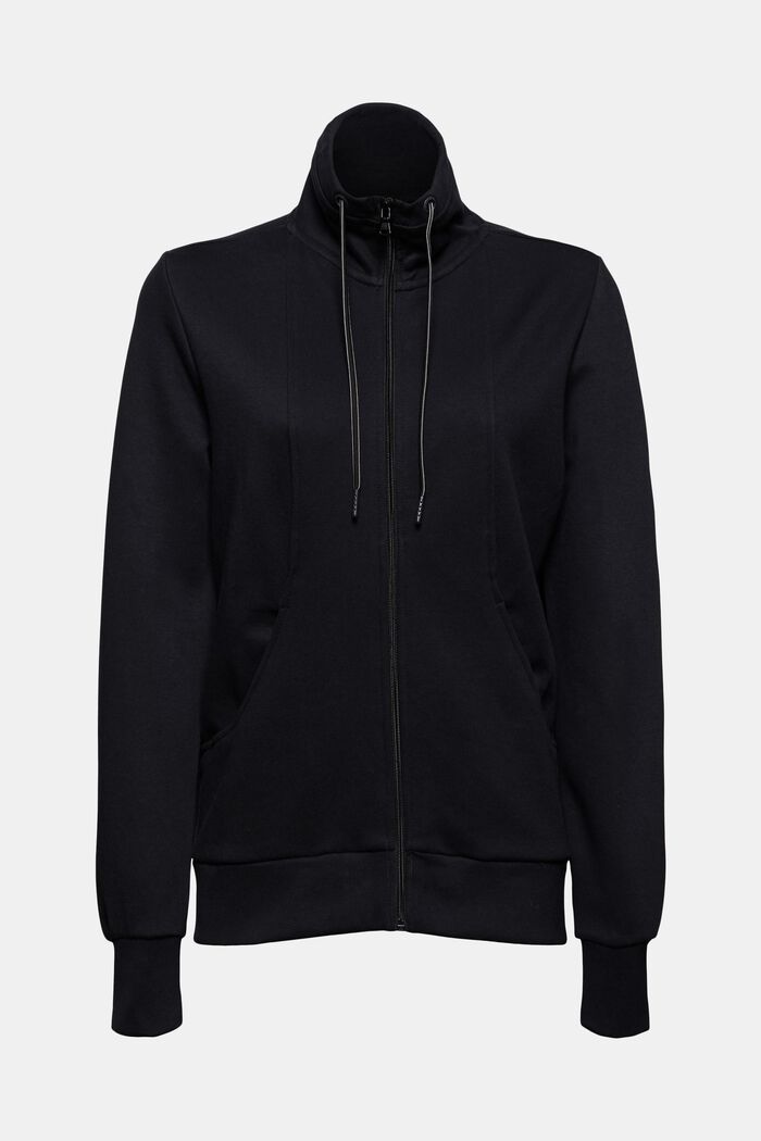 Sweat-shirt zippé, coton mélangé, BLACK, detail image number 0
