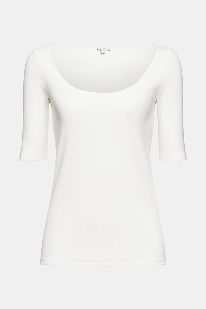 T-shirt côtelé en coton biologique, OFF WHITE, detail image number 5