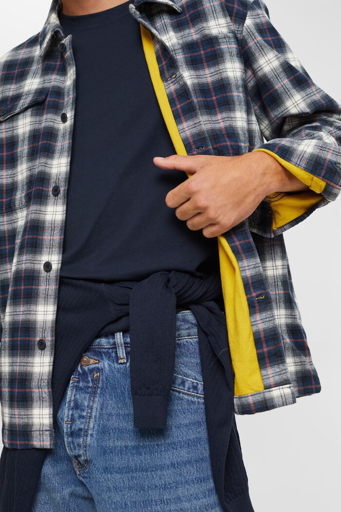 Chemise oversize à carreaux en pur coton, PETROL BLUE, detail image number 4