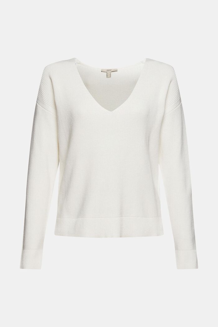 Pull-over en maille, 100 % coton, OFF WHITE, overview