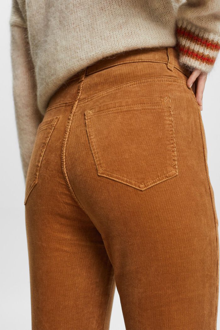 Pantalon en velours côtelé coupe bootcut taille haute, CARAMEL, detail image number 4