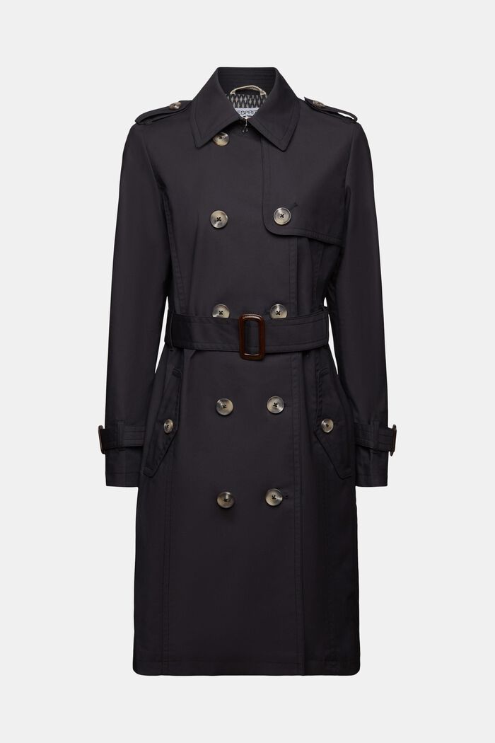 Trench-coat à boutonnage croisé et ceinture, BLACK, detail image number 6