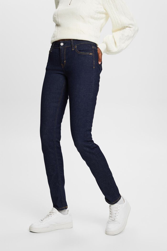 En matière recyclée : le jean de coupe Slim Fit taille mi-haute, BLUE RINSE, detail image number 0