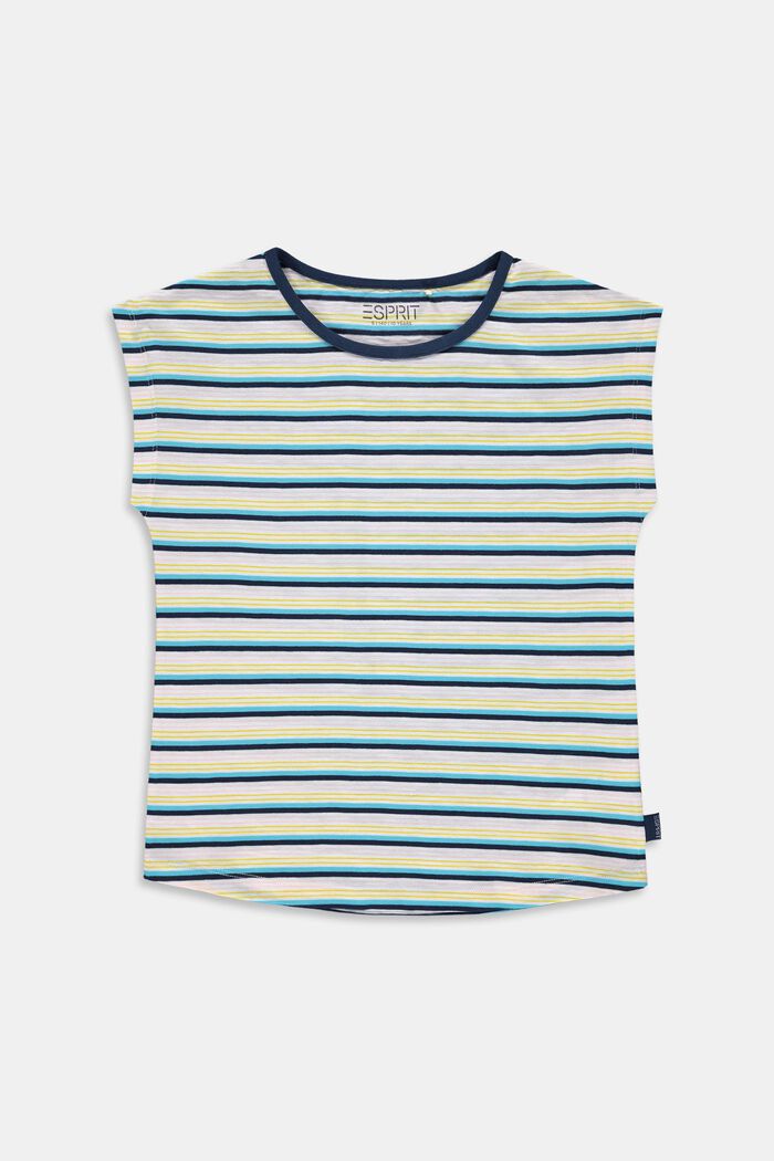 T-shirt à rayures, 100 % coton, PETROL BLUE, detail image number 0