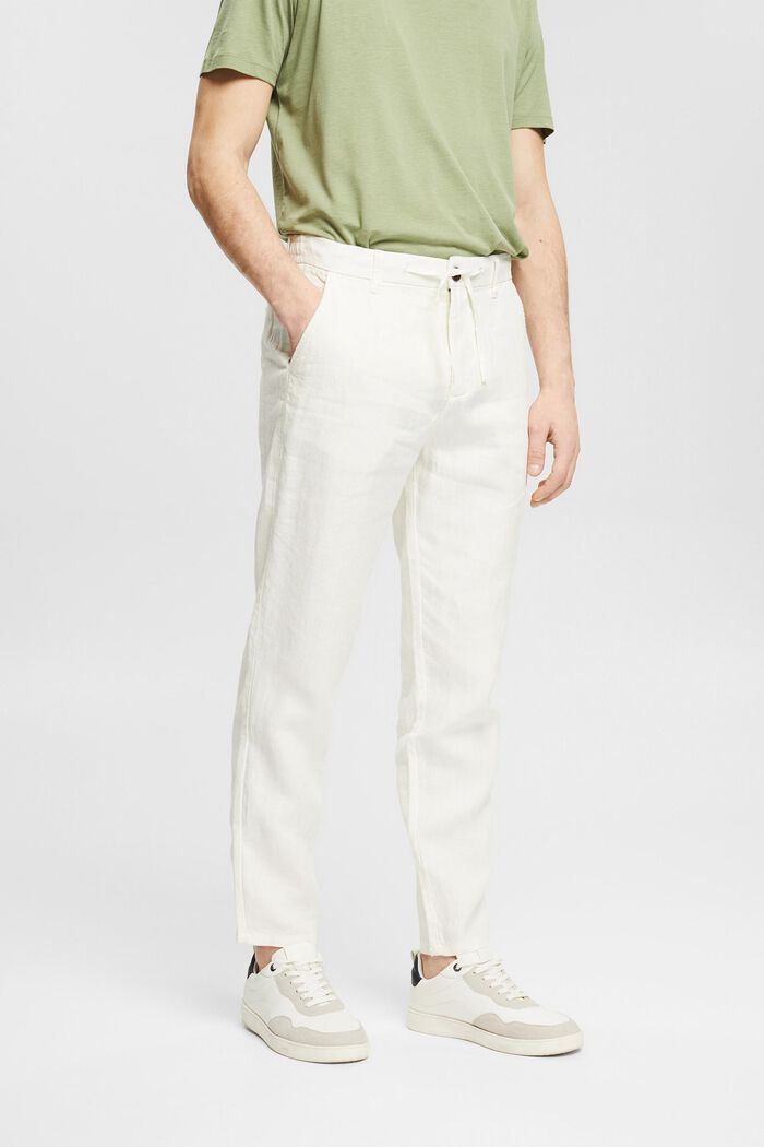 Pantalon 100 % lin, OFF WHITE, detail image number 0