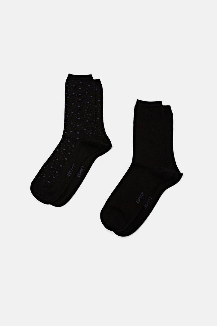 Lot de 2 paires de chaussettes, en coton biologique, BLACK, detail image number 0