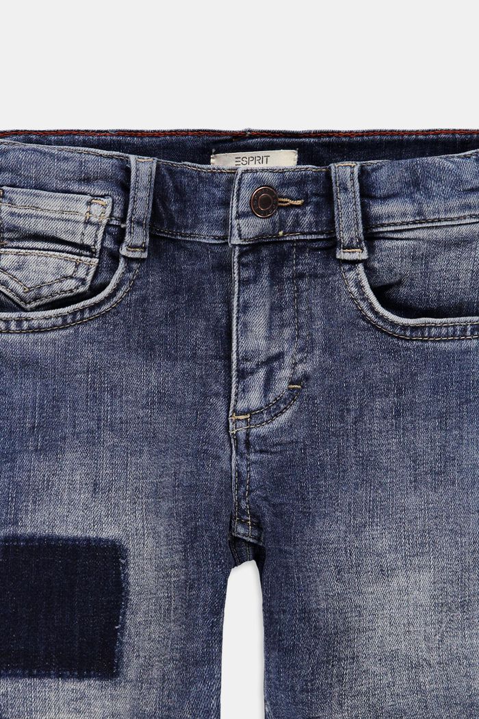 Short en jean au look usé à taille ajustable, BLUE MEDIUM WASHED, detail image number 2