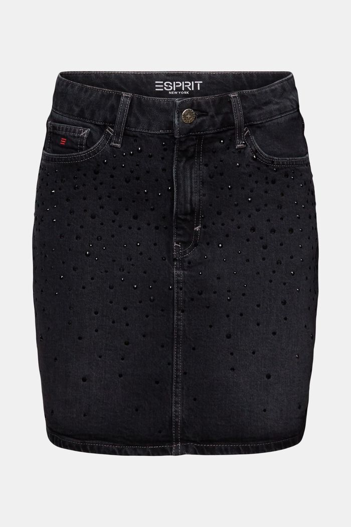 Mini-jupe en jean ornée de strass, BLACK DARK WASHED, detail image number 7