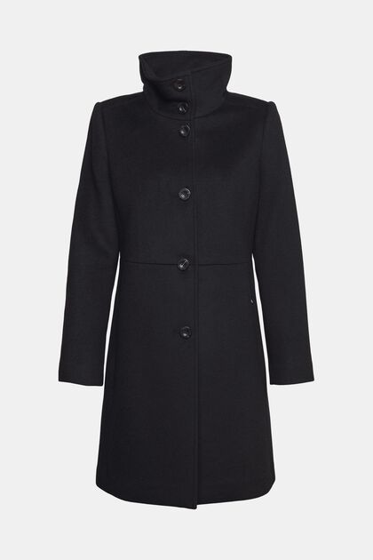 Manteau à teneur en laine, BLACK, overview