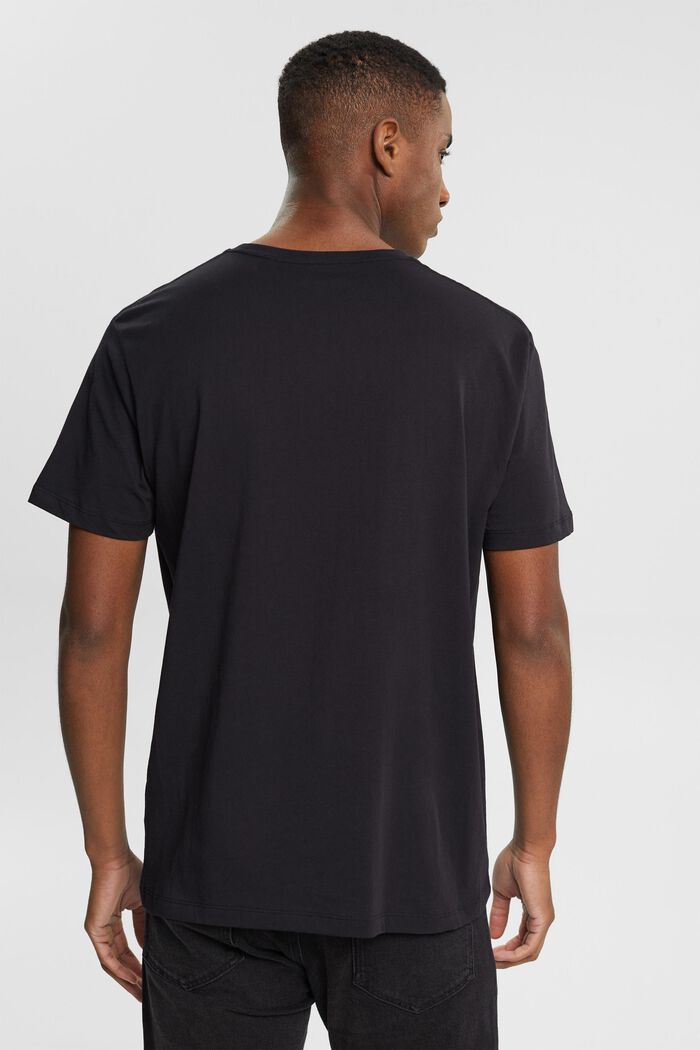 T-shirt à imprimé sur la poitrine, BLACK, detail image number 3