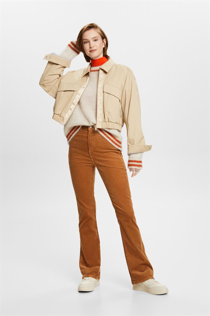 Pantalon en velours côtelé coupe bootcut taille haute, CARAMEL, detail image number 1