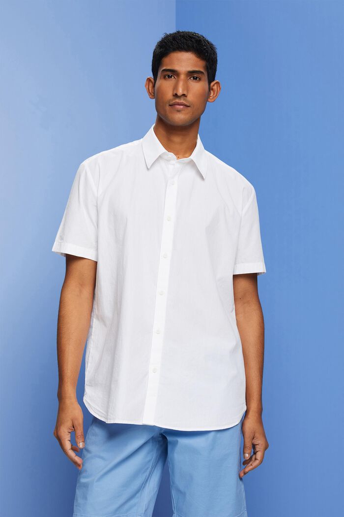 Chemise à manches courtes et col boutonné, WHITE, detail image number 0