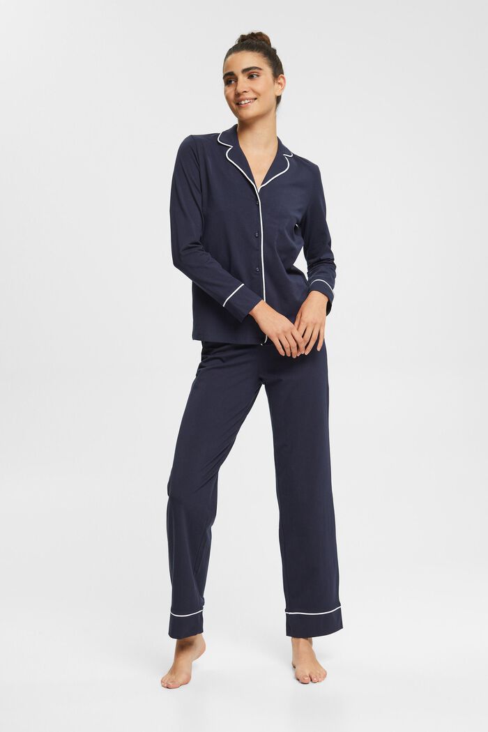 Pyjama en jersey de coupe longue, NAVY, detail image number 0
