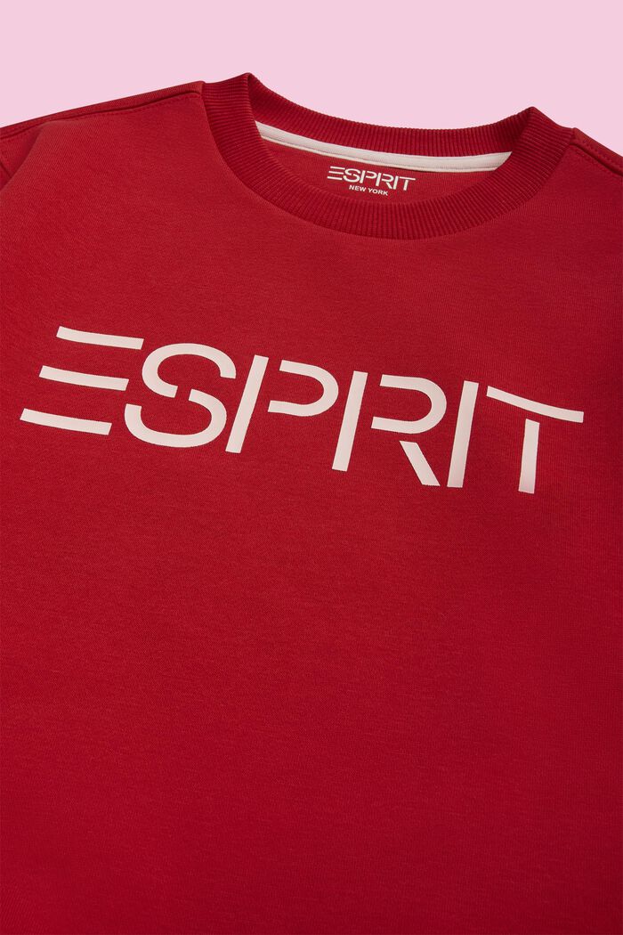 Sweat-shirt à col rond et logo, DARK RED, detail image number 1