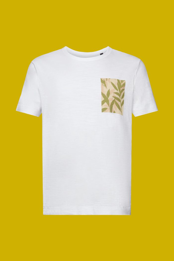 T-shirt en jersey à imprimé sur la poitrine, 100 % coton, WHITE, detail image number 6