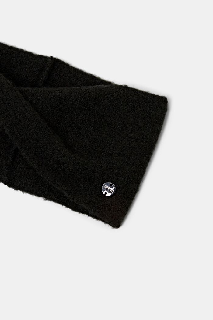 Bandeau en maille torsadé à teneur en laine, BLACK, detail image number 1