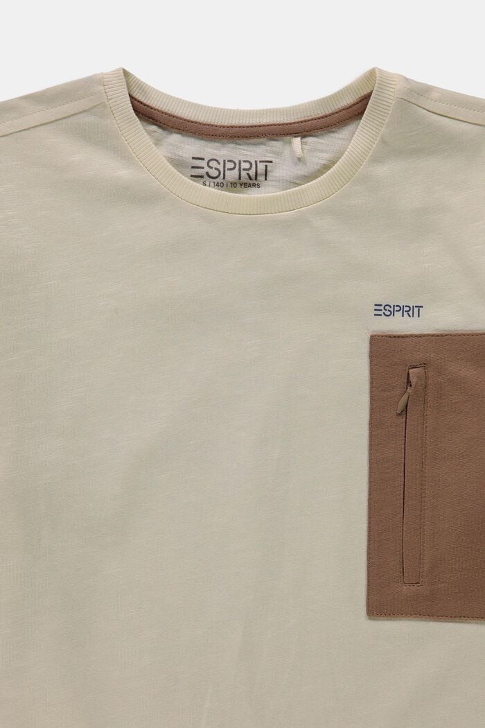 T-shirt à manches longues et poche zippée, CREAM BEIGE, detail image number 2