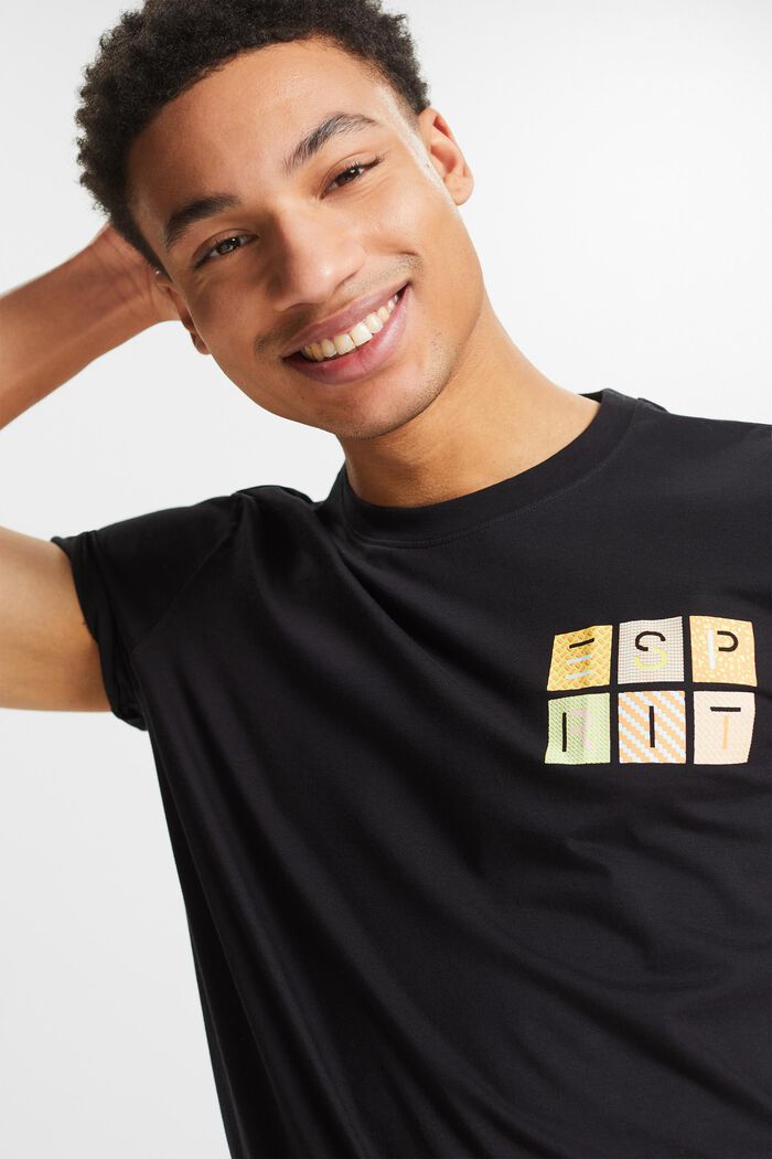 T-shirt en jersey de coton animé d’un logo, BLACK, detail image number 0