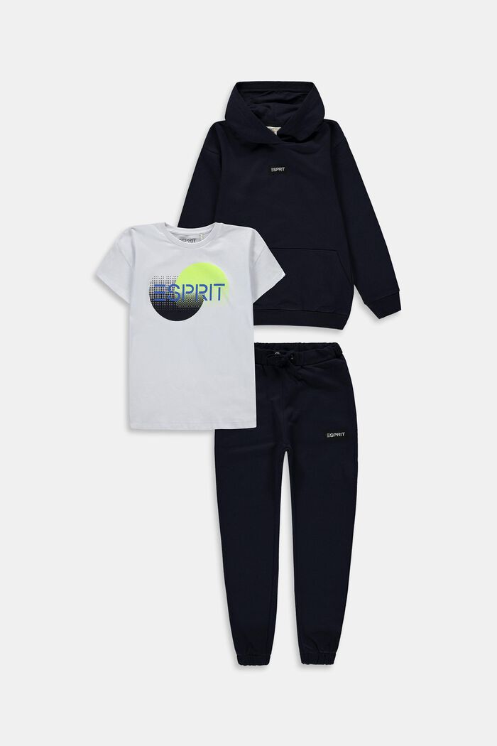 Lot mixte : sweat à capuche, t-shirt et pantalon de jogging, NAVY, detail image number 0