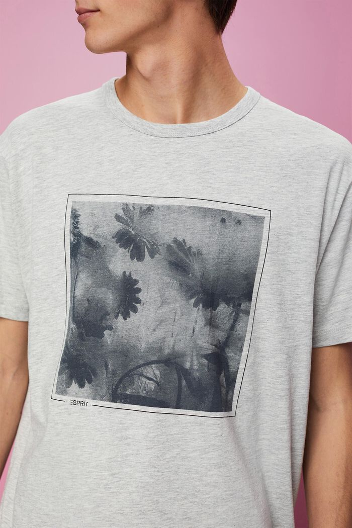 T-shirt en mélange de coton et de viscose à imprimé, LIGHT GREY, detail image number 2