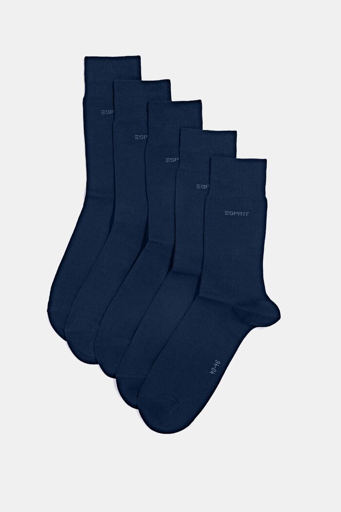 5 paires de chaussettes, coton bio mélangé, MARINE, detail image number 0