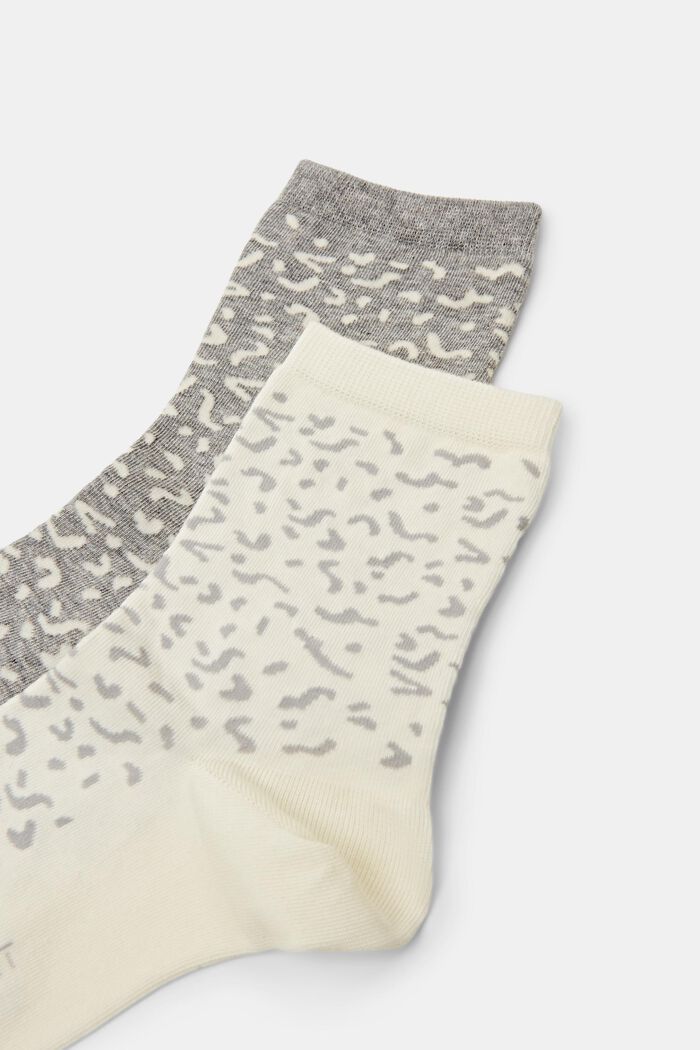 Lot de 2 paires de chaussettes en coton imprimées, CREME/GREY, detail image number 2