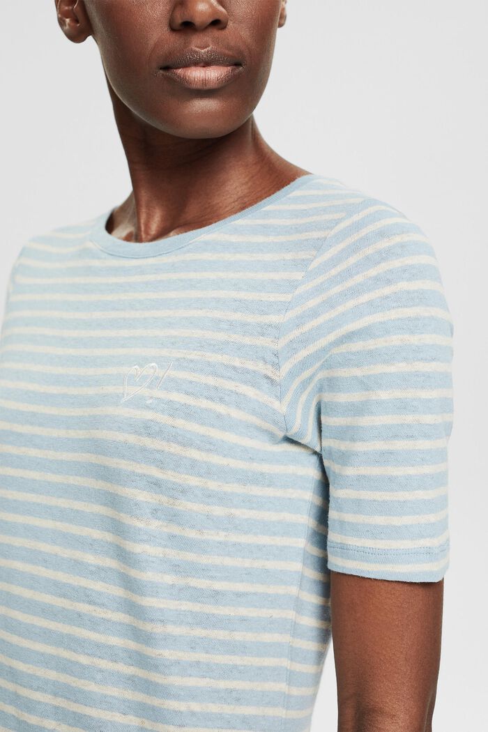 À teneur en lin : le t-shirt orné d´un motif brodé, LIGHT BLUE, detail image number 2